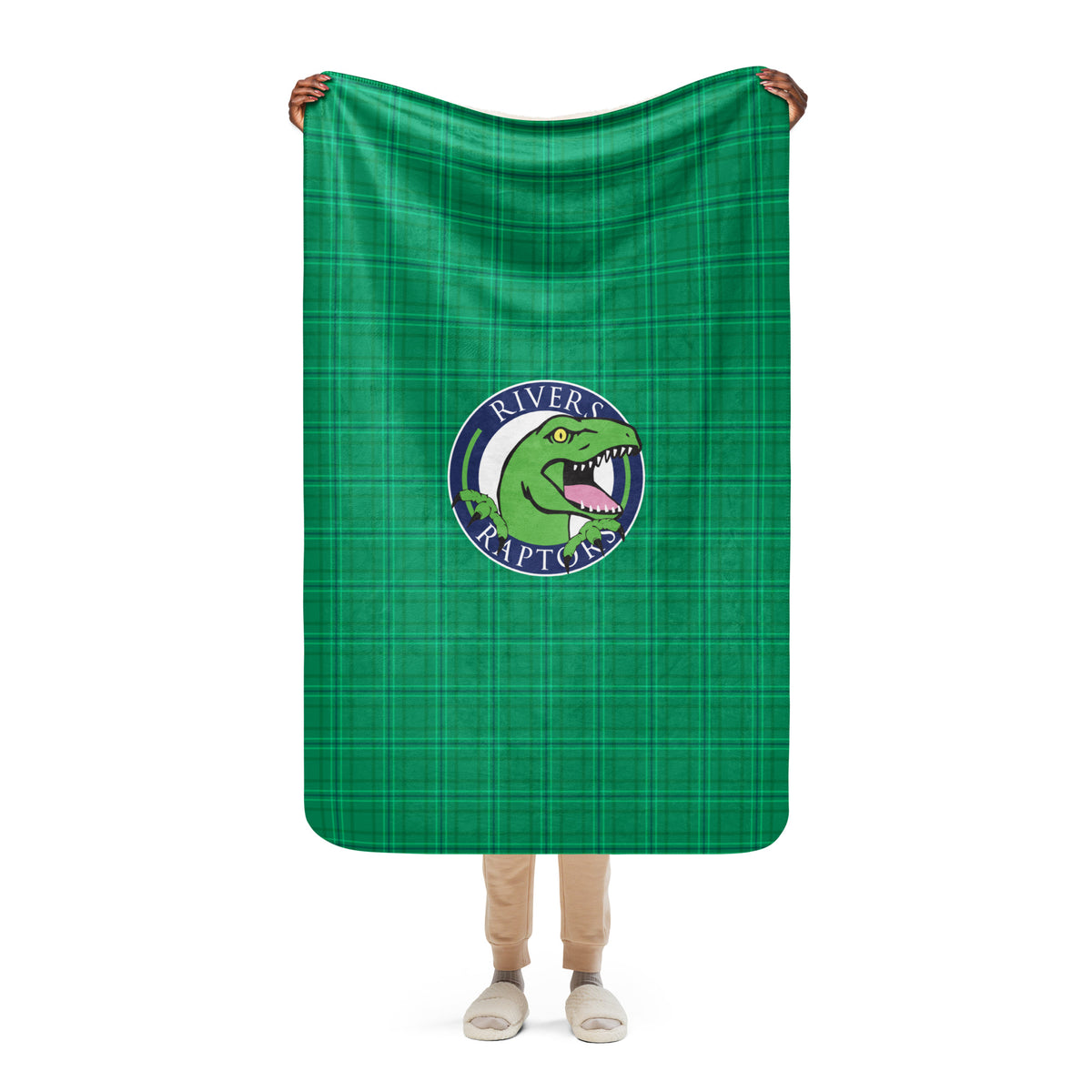 Rivers Academy Rowdy Logo Plaid Sherpa blanket