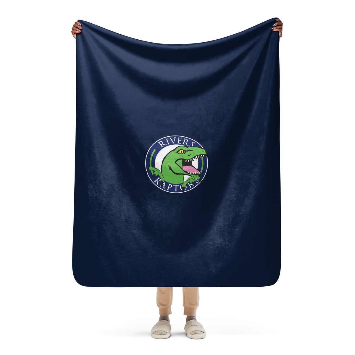 Rivers Academy Rowdy Logo Navy Sherpa Blanket