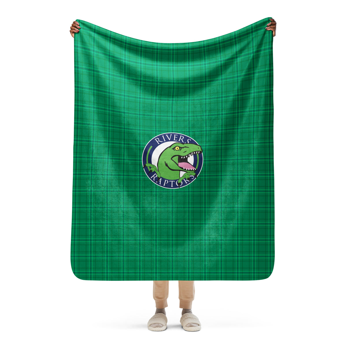 Rivers Academy Rowdy Logo Plaid Sherpa blanket
