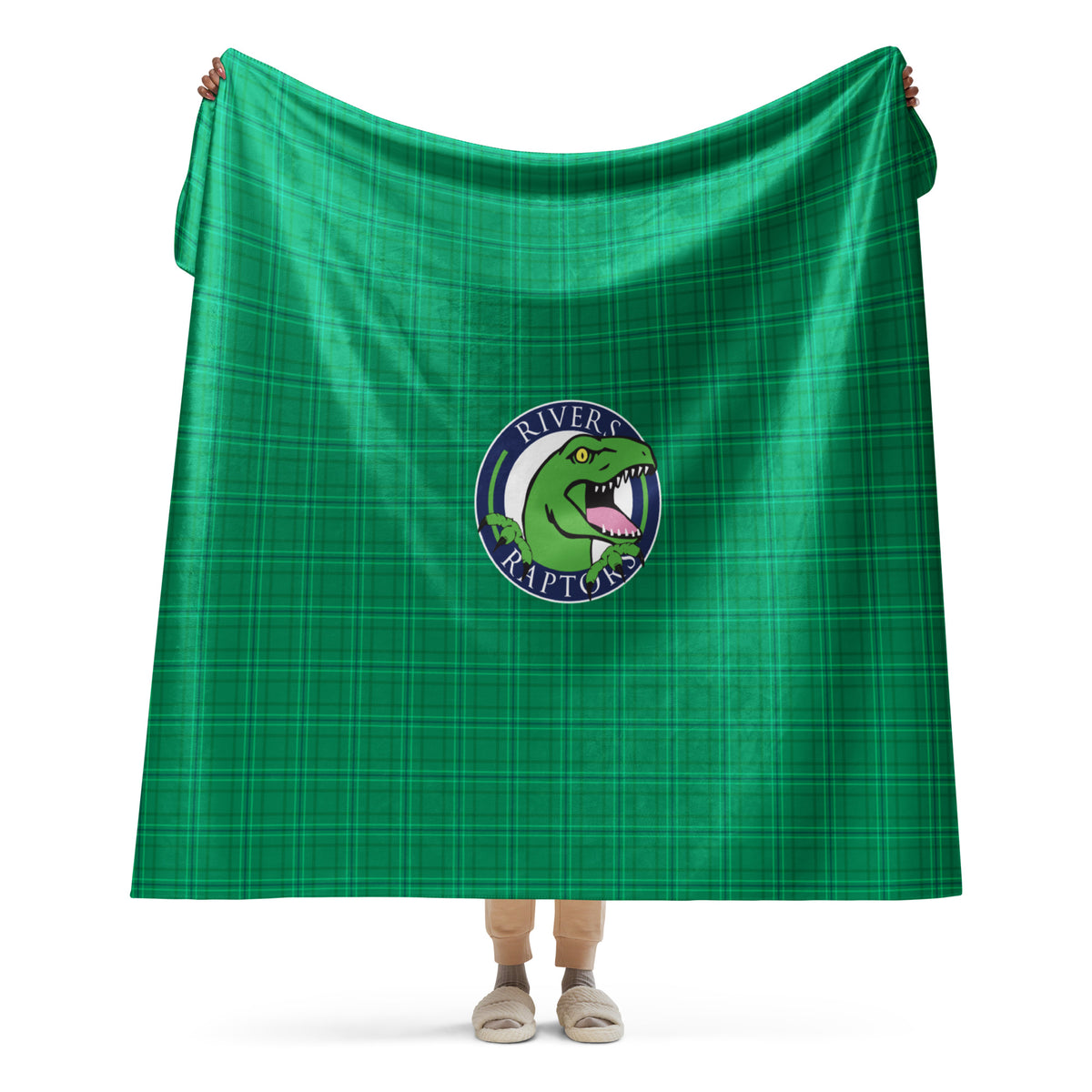 Rivers Academy Rowdy Logo Plaid Sherpa blanket