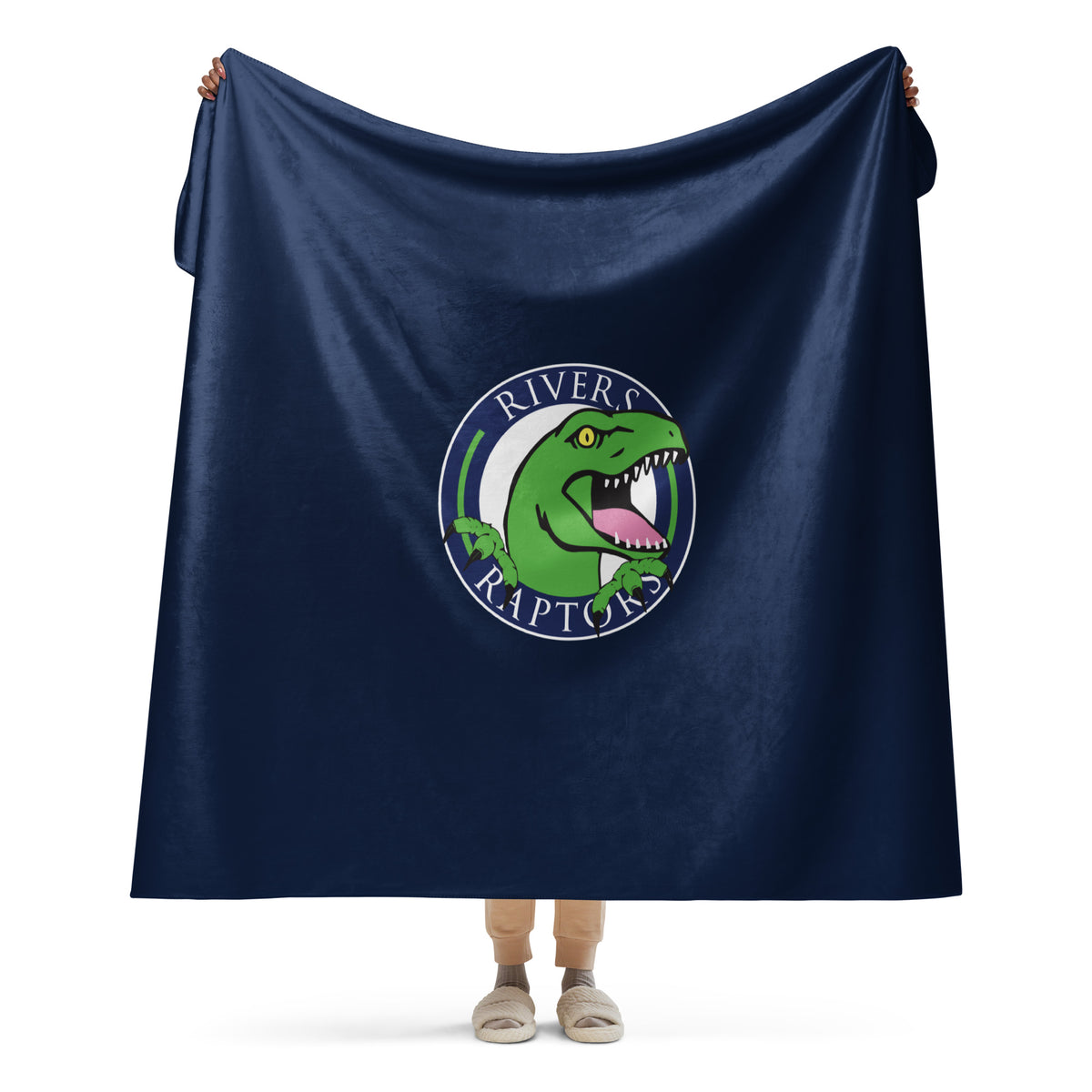 Rivers Academy Rowdy Logo Navy Sherpa Blanket